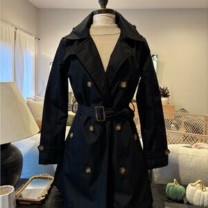 Elegant Black Double-Breasted Trench Coat